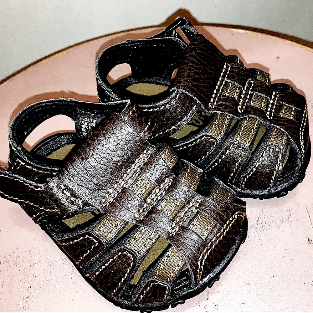 Brown Baby Sandals with Supportive Heel Strap